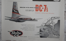 1954 Delta C & S Airlines Vintage Print Ad DC-7 Fast Quiet Airliner Atlanta GA picture