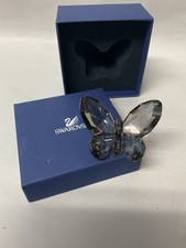 Swarovski Large Brilliant Butterfly Smoky Satin Black Crystal Figurine #952727 picture
