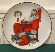 Vintage Norman Rockwell The Day After Christmas Collector Plate Santa Tired picture