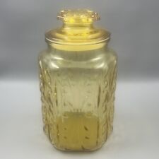 Vintage LE Smith Amber Glass Imperial Atterbury Scroll 9” Jar Apothecary Caniste picture