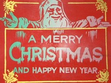 1930s SANTA Advertising A MERRY CHRISTMAS Happy New Year Cardstock Sign picture