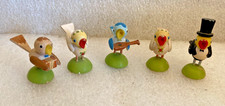 Erzgebirge German Birds Miniature Musical Singing Wood Figures Lot of 5 Vintage picture
