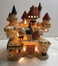 VTG 90s Haunted Ghost Castle House Illuminated Blinking Lite Halloween Village  picture
