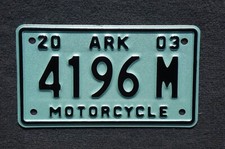 2003 Arkansas MOTORCYCLE License Plate # 4196 M picture