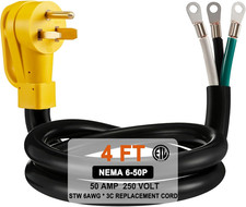 NEMA 6-50 Replacement Power Cord, STW 6AWG/3C Heavy Duty 3 Prong 250V 6-50P Pigt picture