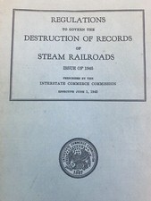 Interstate Commerce Commission Destruction Steam Railroad Records 1945 Ephemera picture