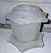 Vintage Granny Cottage Frosted Clear Satin Glass Pagoda Fairy Lamp Light picture