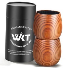 Charred Wooden Bourbon Drinking Glass, 2 Pack Handmade Whiskey 2 Pack Charred picture