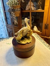 Vintage Wooden Jewlery Box With Mother and Baby Ducks MIC picture