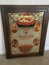 VTG Glenfiddich Scotch Whisky 29x39” Framed Bar Mirror Sign Made in PA, USA RARE picture