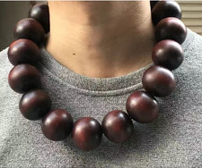 40mm*18 Natural Wood Big Round Beads Shaolin Temple Monk Blessing Men Necklace picture