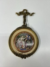 1930’s Sungott Art Studios Hand Enamel Porcelain Victorian Wall Hanging 24k Trim picture