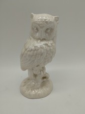 Vintage Ceramic Glazed Iridescent White Owl Figurine 5 Inches Tall picture