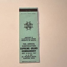 Supreme Grand Commandery Canton OH Vintage Matchbook Cover 5MB123-5 picture