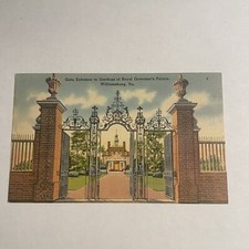 Gate Entrance Garden Of Royal Governor's Palace Williamsburg Virginia Postcard picture