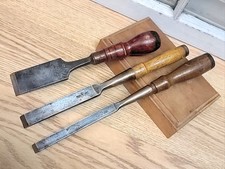 Three Vintage Buck Bros Straight Edge Woodworking Chisel Set 1 1/2