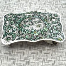 Diablo Sterling Silver, Crushed Turquoise Stone Mosaic Inlay Belt Buckle 54g picture