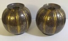 Vintage Retro Round Brass Decorative Candleholders (2) picture