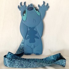 Disney Stitch Lanyard Jumbo Rubber ID Badge Holder & 2016 HKDL Baby Swaddle Pin picture