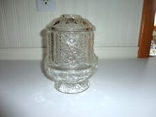 Vintage Indiana Glass Stars and Bars Fairy Light Lamp Clear Candleholder 6 1/2
