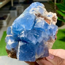 1.85LB Natural crystal Rare transparent blue green fluorite cubic sample picture