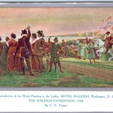 c1910s Washington DC Hotel Raleigh Mural CY Turner Expedition Postcard picture