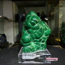 3.35LB Natural glossy Malachite egg transparent cluster rough mineral sample picture