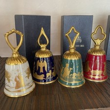 Pickard Christmas Bell Set of 4 Porcelain Nativity Carols Boxed 24 Karat Gold picture