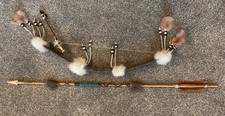 Vintage Native American Style BOW & ARROW SET with Feathers & Beads picture