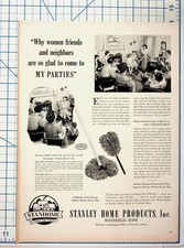 Vintage Stanley Hostess Party Ad Ephemera Brown Beauty Duster Dry Mop picture