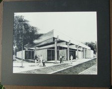 Original 1960's Mid-Century Architectural Concept Rendering w/ Long Leg Humans picture