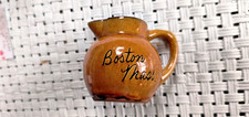 Vtg Boston Massachusetts Small Souvenir Brown Drip Glaze Pottery Pitcher Jug picture