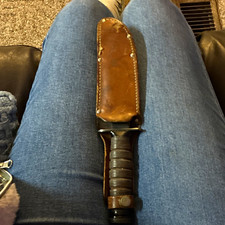 Camillus Combat Fixed Blade Carbon Steel Clip Point Full Tang + Sheath 1961-1966 picture