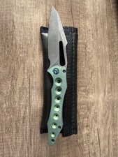 Gavko Knives Custom Titanium Knife Green Blade USA Folder picture