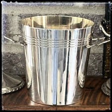 Antique English Wine Bucket Champagne Silver Soldered Coaster Hollywood Regency picture