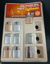 VTG Ronson Typhoon Windproof Lighter Display W/ 9 Lighters 3 Color Variations picture