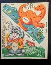 Vintage Paas Easter Egg Kit Ephemera Dress Up Kitschy Bunny Space Dinosaur 9 NOS picture