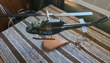 Bell UH-1 Huey Iroquois US Army Helicopter Mahogany Model w/ Base - Damaged picture