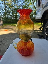 Rare L.E. Smith Amberina Moon And Stars Oil Lamp GLOWS GORGEOUS  picture
