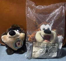 Vintage 1993 Warner Bros Tasmanian Devil & 1995 Baby Taz Plush Lot of 2 picture