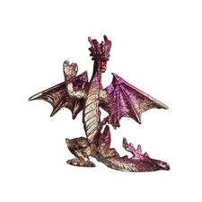 Metallic Iridescent Dragon Figurine Pink Purple Gold Fantasy Miniature 2.5 inch picture
