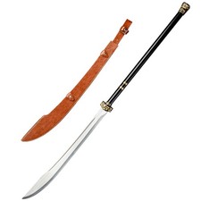 Pu Dao Broadsword Manganese Steel Blade Iron Painted Handle PU Leather Scabbard picture