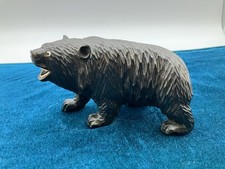 Vintage Black Forest Style Carved Wood Bear Figurine Glass Eyes picture