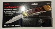 Vintage Sears Lockback Knife with Leather Sheath, 95752, 3-1/2