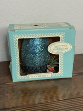 1950's Sparkly Glitter Blue Hurricane Candle Holder-Rare Vintage Bayberry picture