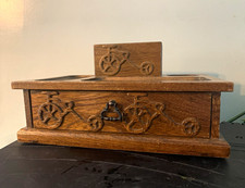RARE Vintage Pat Yoshikawa Wooden Organizer Hand Carved Valet Box Dresser Bike picture