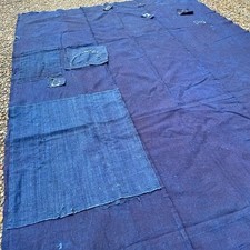 Japanese Vintage Boro Indigo Dye Cotton Fabric Sashiko Textile Patchwork 37x72in picture