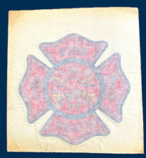 Vintage 90s Firefighter Sticker Prism Holographic Maltese Cross Vending Decal picture