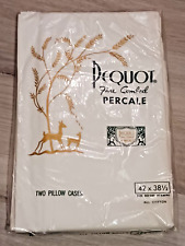 Vtg Pequot Percale White Pillow Cases 2pc Standard New Old Stock 100% Cotton MCM picture
