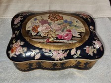 Vintage H.F.P. Macau Black Floral Porcelain 8